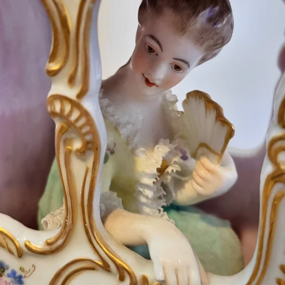 Bourdois & Bloch Antique Porcelain Lady in a Sedan Chair 7" - Picture 8 of 12